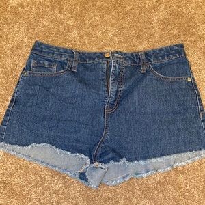 High waisted denim shorts